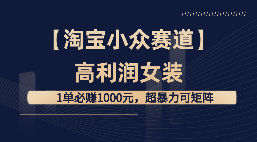 【淘宝小众赛道】高利润女装：1单必赚1000元，超暴力可矩阵-无双资源网