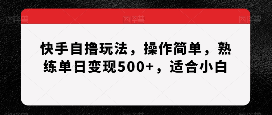 快手自撸玩法，操作简单，熟练单日变现500+，适合小白【揭秘】-无双资源网