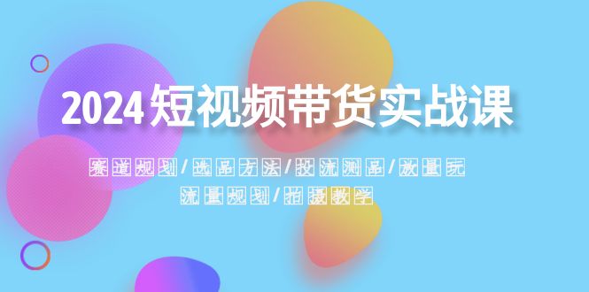 2024短视频带货实战课：赛道规划·选品方法·投流测品·放量玩法·流量规划-无双资源网