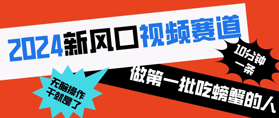 2024新风口视频赛道 做第一批吃螃蟹的人 10分钟一条原创视频 小白无脑操作1-无双资源网