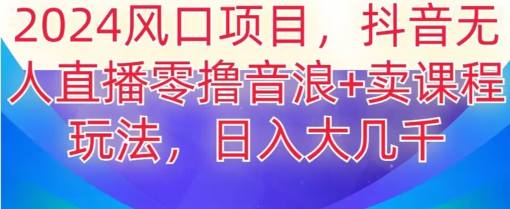 2024风口项目，抖音无人主播撸音浪+卖课程玩法，日入大几千【揭秘】-无双资源网