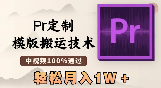 最新Pr定制模版搬运技术，中视频100%通过，几分钟一条视频，轻松月入1W＋【揭秘】-无双资源网