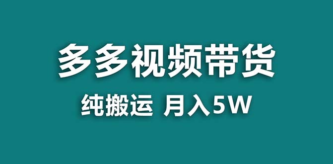 【蓝海项目】拼多多视频带货 纯搬运一个月搞了5w佣金，小白也能操作 送工具-无双资源网