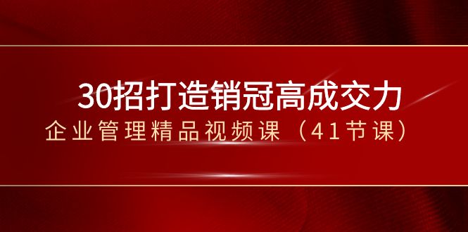 30招-打造销冠高成交力-企业管理精品视频课（41节课）-无双资源网