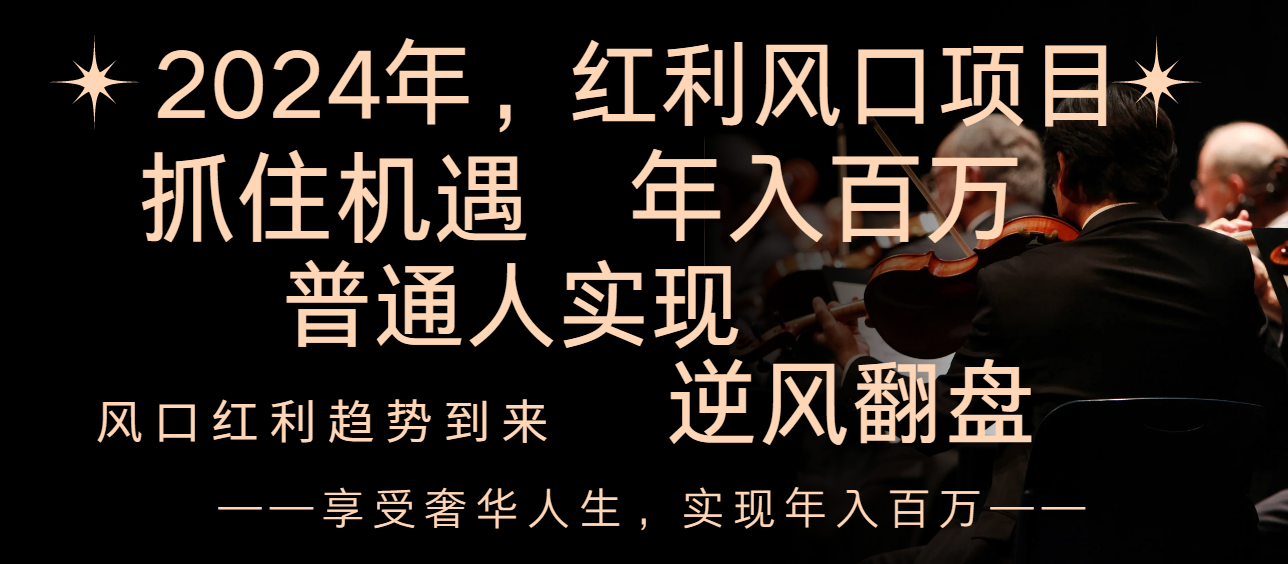 2024红利风口项目来袭，享受第一波红利，逆风翻盘普通人也能实现，年入百万-无双资源网