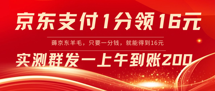 京东支付1分得16元实操到账200-无双资源网