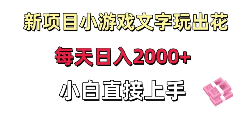 新项目小游戏文字玩出花日入2000+，每天只需一小时，小白直接上手【揭秘】-无双资源网