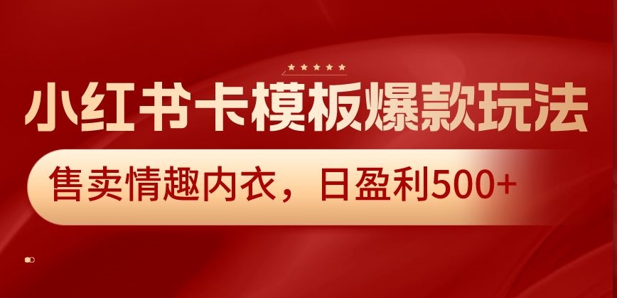 小红书卡模板爆款玩法，售卖情趣内衣，日盈利500+【揭秘】-无双资源网