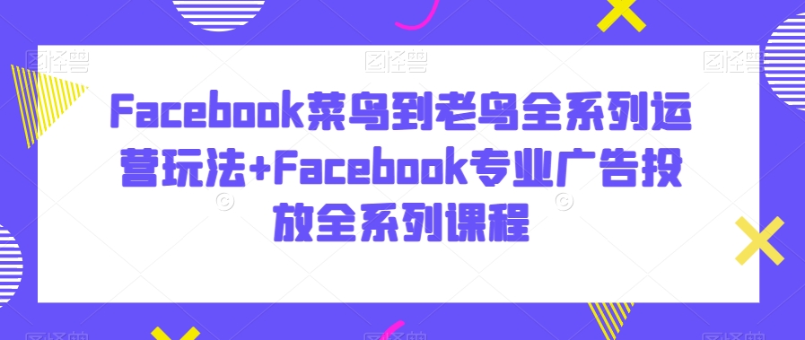 Facebook菜鸟到老鸟全系列运营玩法+Facebook专业广告投放全系列课程-无双资源网