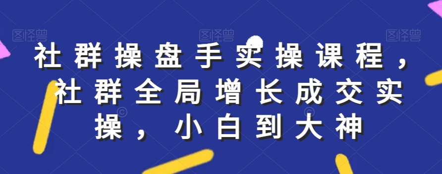 社群实操课程，社群全局增长成交实操，小白到大神-无双资源网