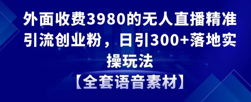 外面收费3980的无人直播精准引流创业粉，日引300+落地实操玩法【全套语音素材】【揭秘】-无双资源网