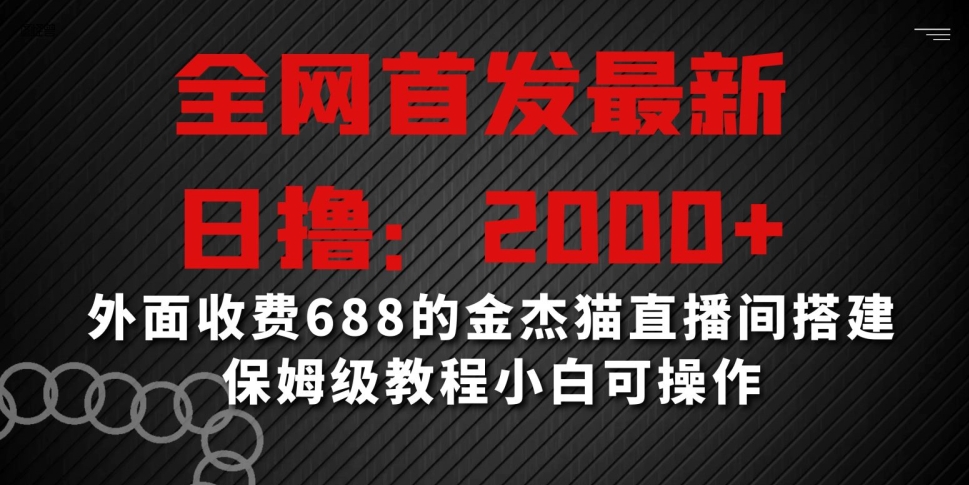 全网首发最新，日撸2000+，外面收费688的金杰猫直播间搭建，保姆级教程小白可操作【揭秘】-无双资源网