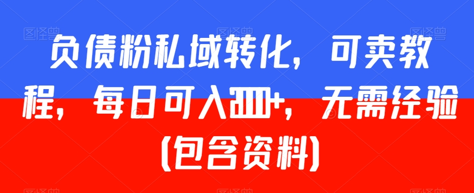 负债粉私域转化，可卖教程，每日可入2000+，无需经验（包含资料）【揭秘】-无双资源网