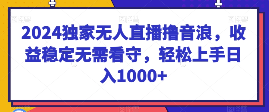 2024独家无人直播撸音浪，收益稳定无需看守，轻松上手日入1000+【揭秘】-无双资源网