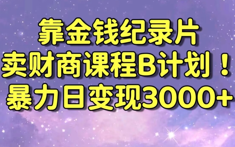 财经纪录片联合财商课程的变现策略，暴力日变现3000+，喂饭级别教学【揭秘】-无双资源网