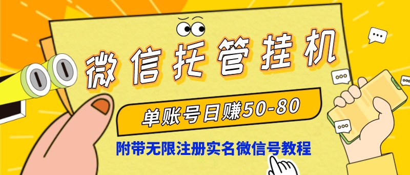 微信托管挂机，单号日赚50-80，项目操作简单（附无限注册实名微信号教程）-无双资源网