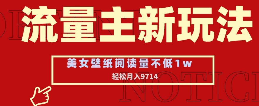 流量主新玩法，美女壁纸和头像，阅读量不低于1w，月入9741【揭秘】-无双资源网