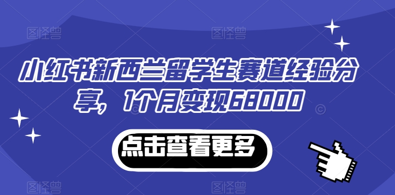 小红书新西兰留学生赛道经验分享，1个月变现68000【揭秘】-无双资源网