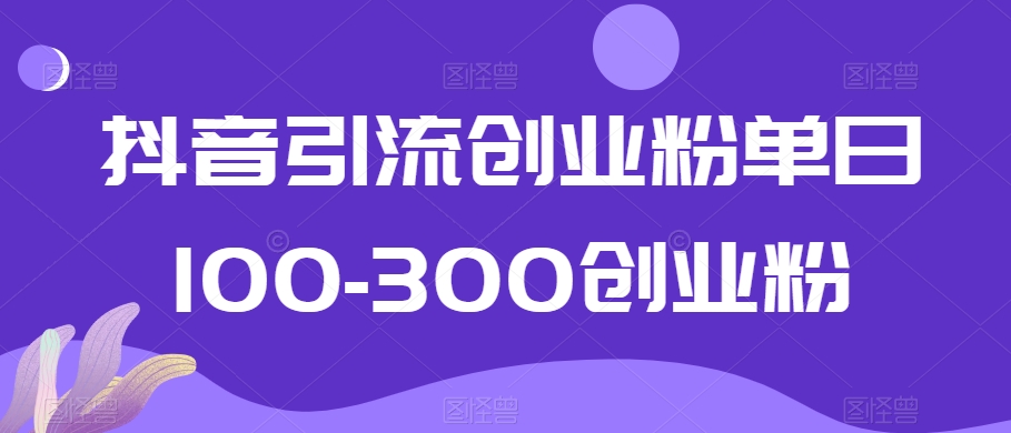 抖音引流创业粉单日100-300创业粉【揭秘】-无双资源网