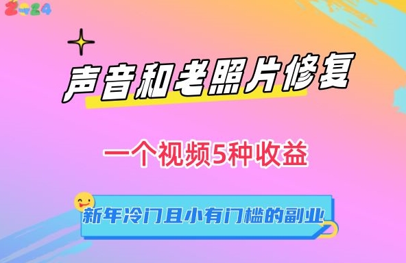 声音和老照片修复，一个视频5种收益，新年冷门且小有门槛的副业【揭秘】-无双资源网