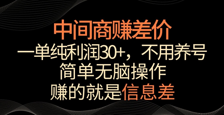 中间商赚差价，一单纯利润30+，简单无脑操作，赚的就是信息差，轻轻松松日入1000+【揭秘】-无双资源网