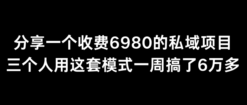 分享一个外面卖6980的私域项目三个人用这套模式一周搞了6万多【揭秘】-无双资源网