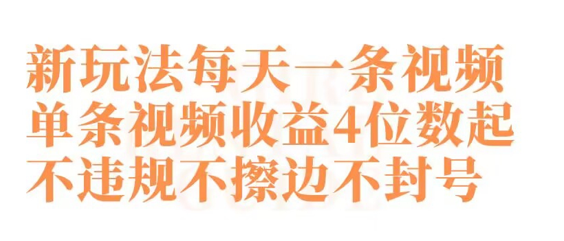 快手新玩法每天一条视频单条视频收益4位数起不违规不擦边不封号【揭秘】-无双资源网