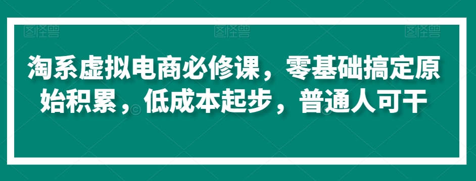 淘系虚拟电商必修课，零基础搞定原始积累，低成本起步，普通人可干-无双资源网