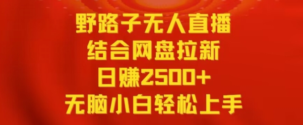 野路子无人直播结合网盘拉新，日赚2500+，小白无脑轻松上手【揭秘】-无双资源网