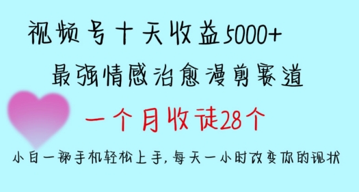 十天收益5000+，多平台捞金，视频号情感治愈漫剪，一个月收徒28个，小白一部手机轻松上手【揭秘】-无双资源网