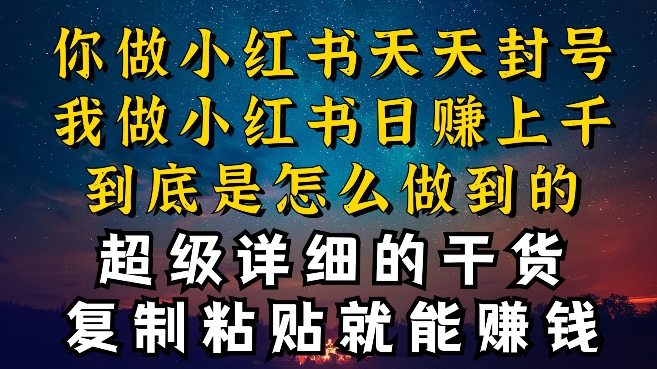 都知道小红书能引流私域变现，可为什么我能一天引流几十人变现上千，但你却频频封号违规被限流【揭秘】-无双资源网