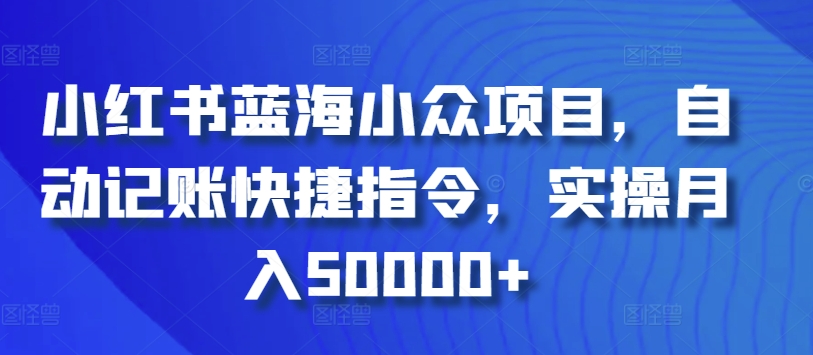 小红书蓝海小众项目，自动记账快捷指令，实操月入50000+【揭秘】-无双资源网