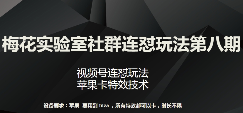 梅花实验室社群连怼玩法第八期，视频号连怼玩法 苹果卡特效技术【揭秘】-无双资源网