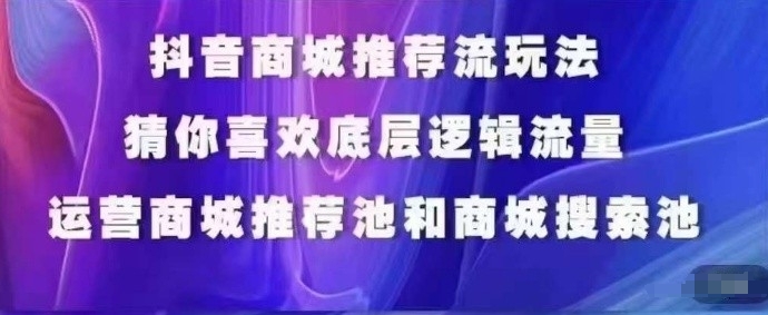 抖音商城运营课程，猜你喜欢入池商城搜索商城推荐人群标签覆盖-无双资源网