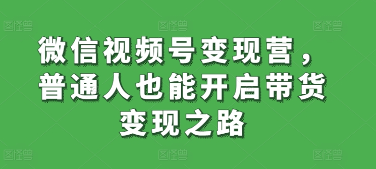 微信视频号变现营，普通人也能开启带货变现之路-无双资源网