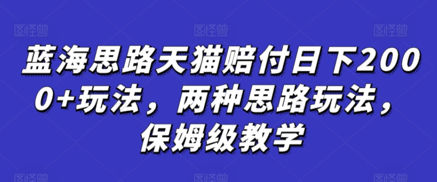 蓝海思路天猫赔付日下2000+玩法，两种思路玩法，保姆级教学【仅揭秘】-无双资源网