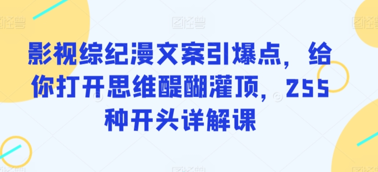 影视综纪漫文案引爆点，给你打开思维醍醐灌顶，255种开头详解课-无双资源网