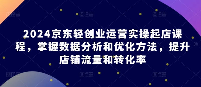 2024京东轻创业运营实操起店课程，掌握数据分析和优化方法，提升店铺流量和转化率-无双资源网