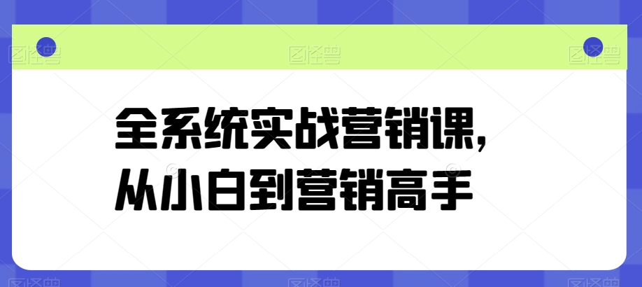 全系统实战营销课，从小白到营销高手-无双资源网