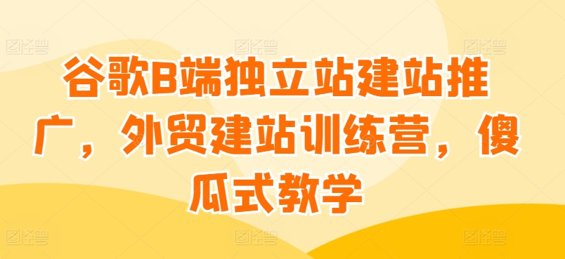 谷歌B端独立站建站推广，外贸建站训练营，傻瓜式教学-无双资源网