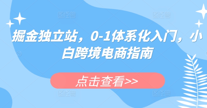 掘金独立站，0-1体系化入门，小白跨境电商指南-无双资源网