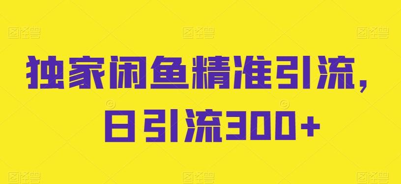 独家闲鱼精准引流，日引流300+【揭秘】-无双资源网