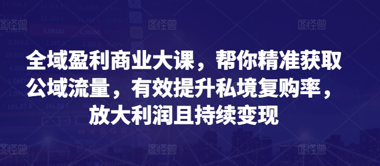 全域盈利商业大课，帮你精准获取公域流量，有效提升私境复购率，放大利润且持续变现-无双资源网