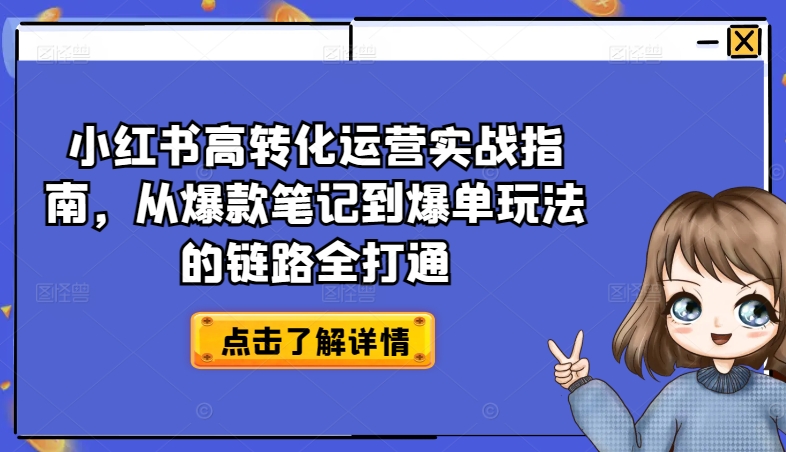 小红书高转化运营实战指南，从爆款笔记到爆单玩法的链路全打通-无双资源网