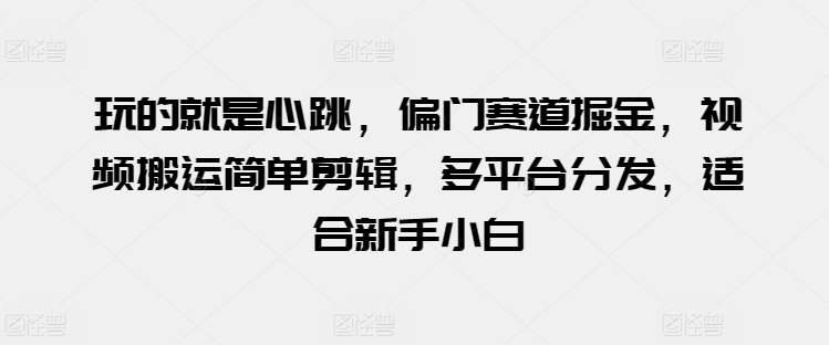 玩的就是心跳，偏门赛道掘金，视频搬运简单剪辑，多平台分发，适合新手小白【揭秘】-无双资源网