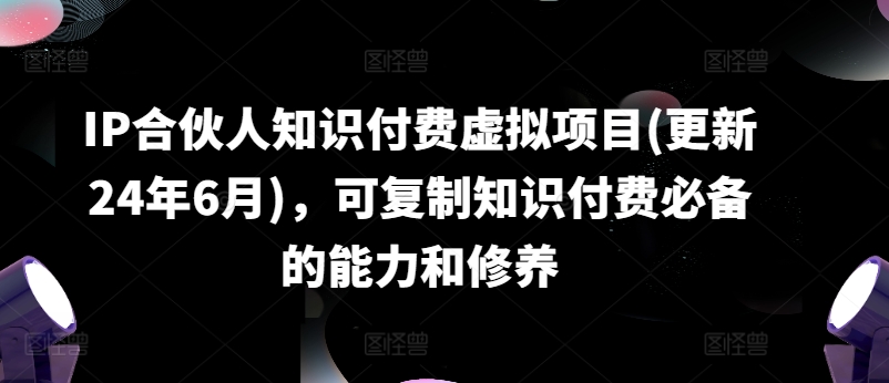 IP合伙人知识付费虚拟项目(更新24年6月)，可复制知识付费必备的能力和修养-无双资源网