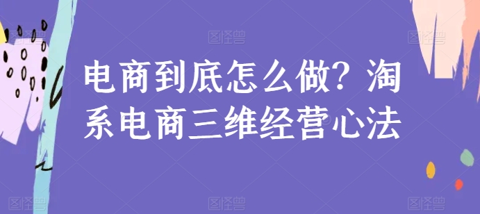 电商到底怎么做？淘系电商三维经营心法-无双资源网