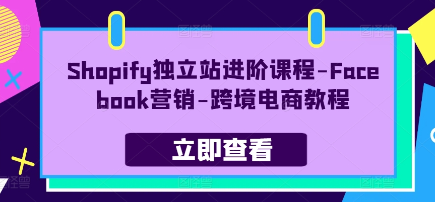 Shopify独立站进阶课程-Facebook营销-跨境电商教程-无双资源网