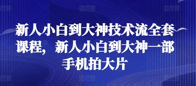 新人小白到大神技术流全套课程，新人小白到大神一部手机拍大片-无双资源网