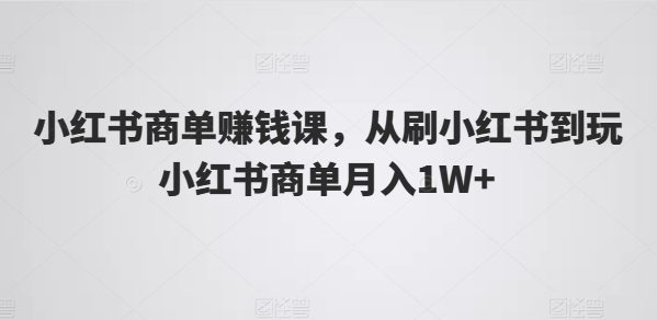 小红书商单赚钱课，从刷小红书到玩小红书商单月入1W+-无双资源网